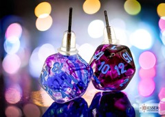 Stud Earrings Nebula® Nocturnal™ Mini-Poly d20 Pair